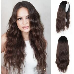 EASILOCKS THE LOOSE WAVE HD FIBRE 24" LACE U PART WIG DARK BROWN OMBRE